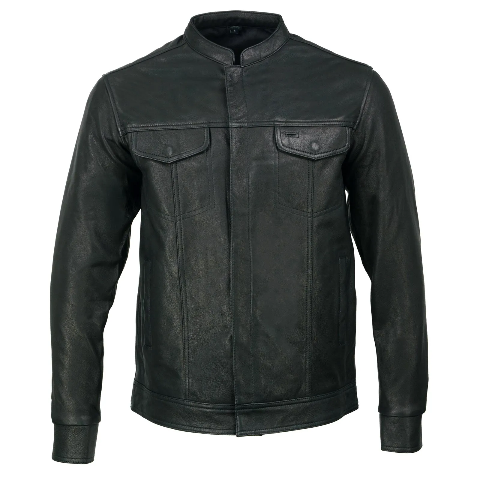 MLM1604 Men's Naked Goatskin Leather Light Weight Motorcycle Rider Shirt Jacket for All Seasons