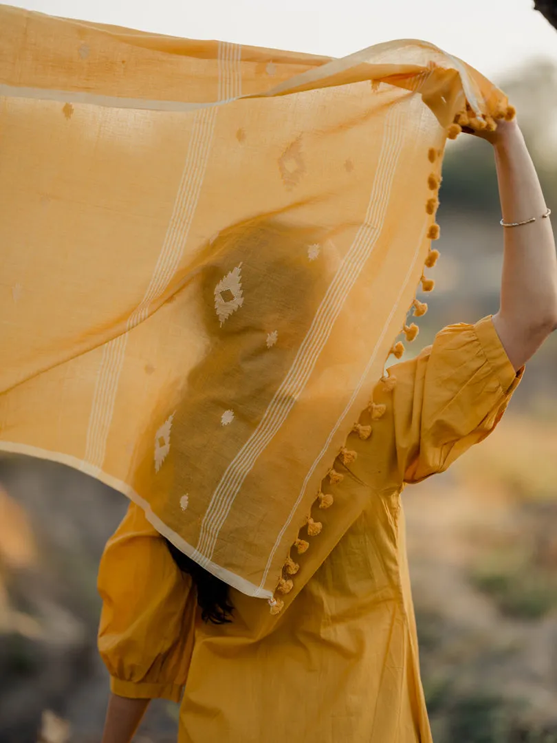 Mustard Kurta Set with jaamdani Dupatta