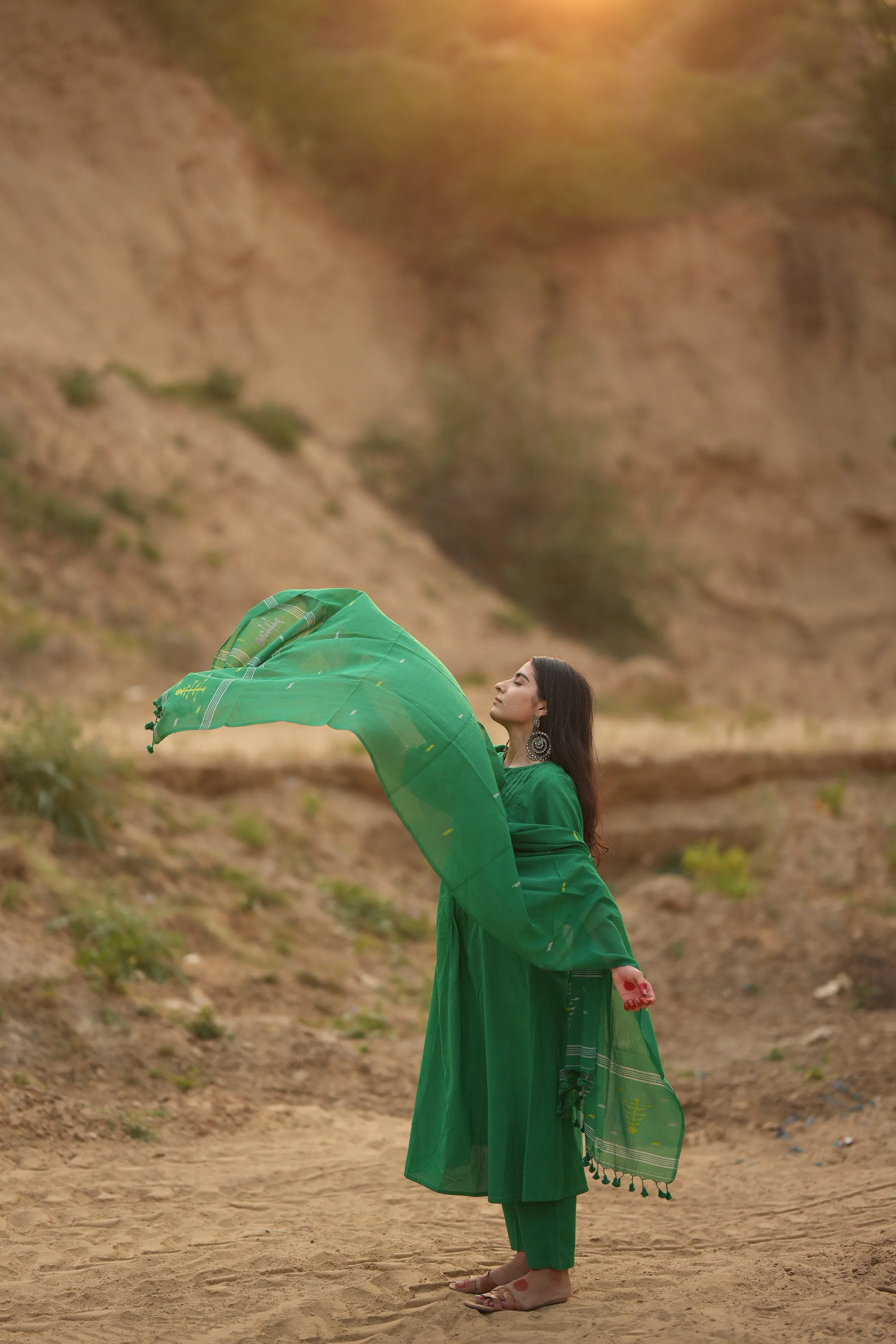 Mystic Green Kurta Set with Dupatta