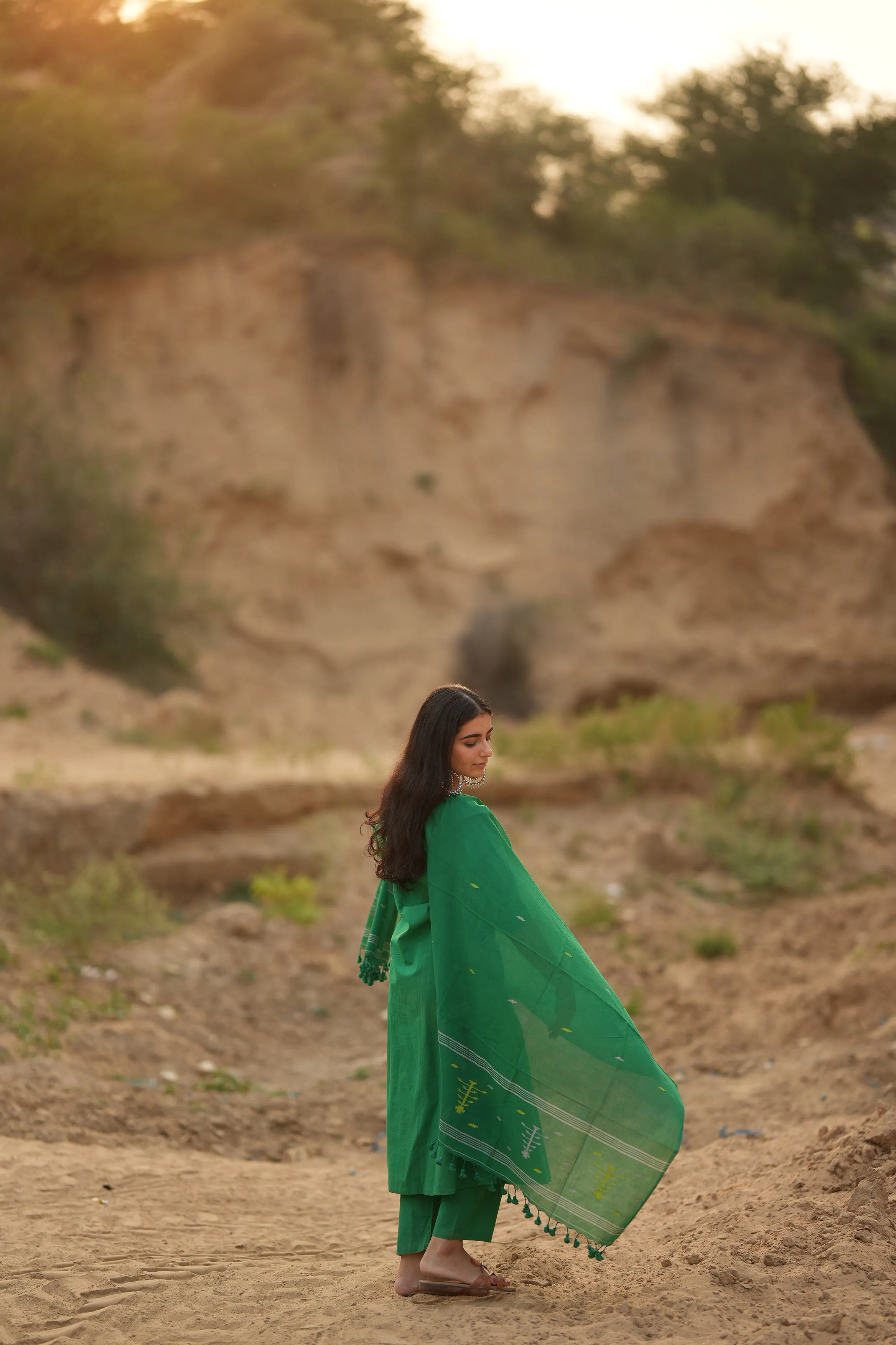 Mystic Green Kurta Set with Dupatta