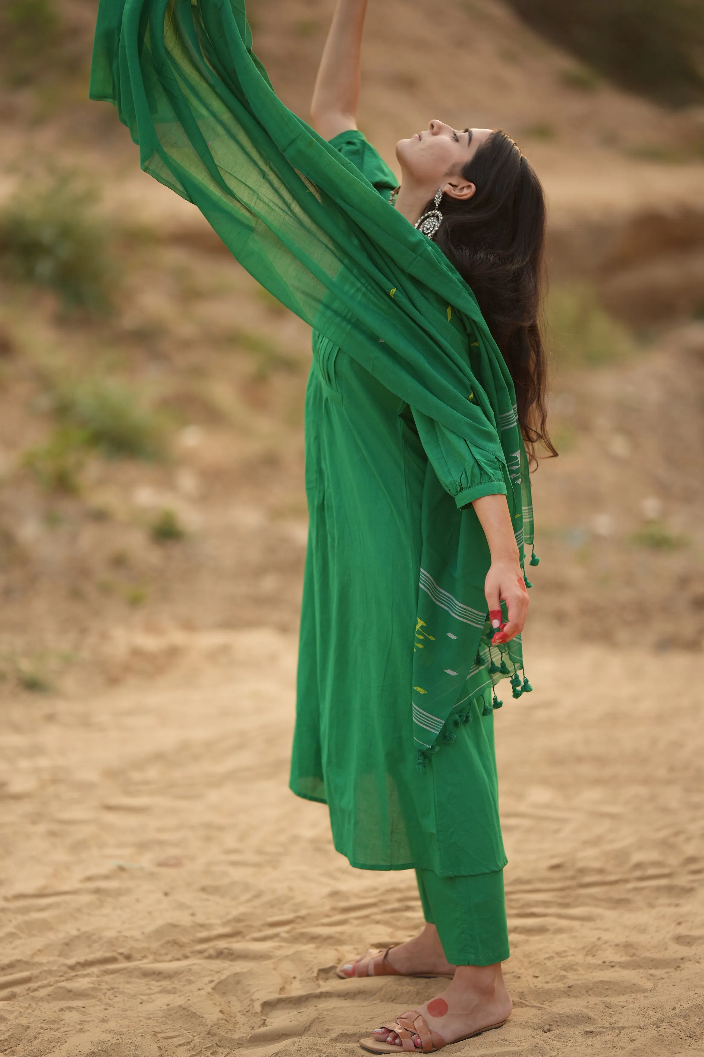 Mystic Green Kurta Set with Dupatta