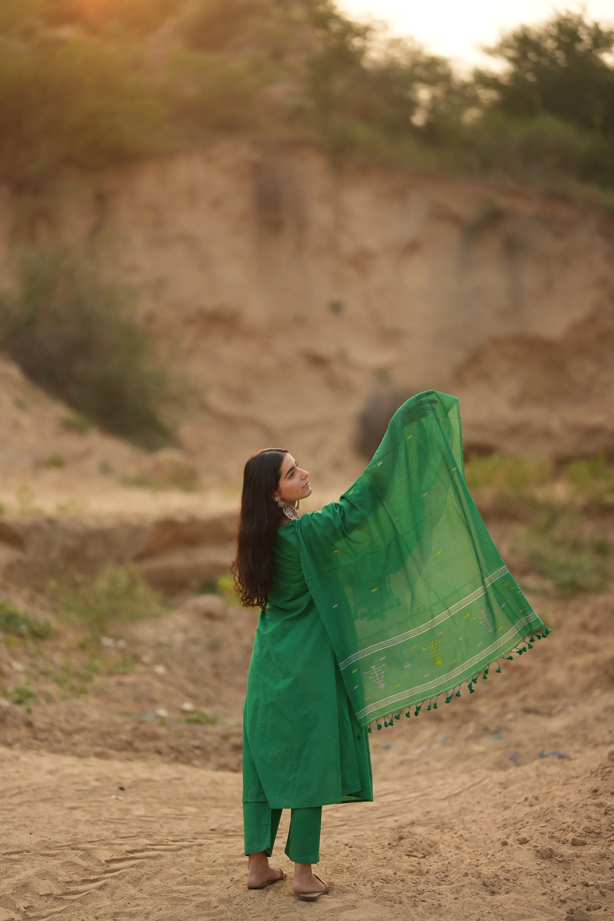 Mystic Green Kurta Set with Dupatta