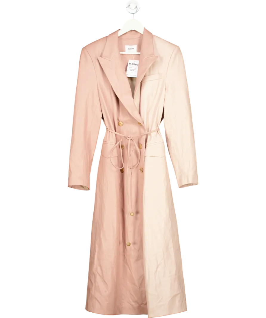 Nanushka Antique Rose Manila Two Tone Vegan Leather Coat UK S