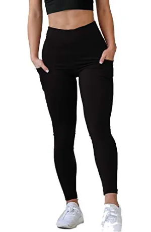 Neu Look Gym wear Leggings Ankle Length Workout Active wear | Stretchable Tights with Pockets | High Waist Sports Fitness Yoga Track Pants for Girls & Women (Black, X-Large)