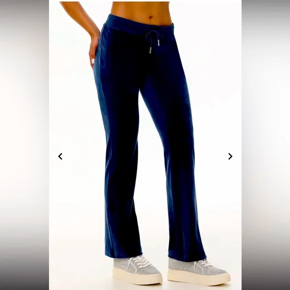 NEW Juicy Couture Velour Big Bling Pants Blue Rhinestone Logo L