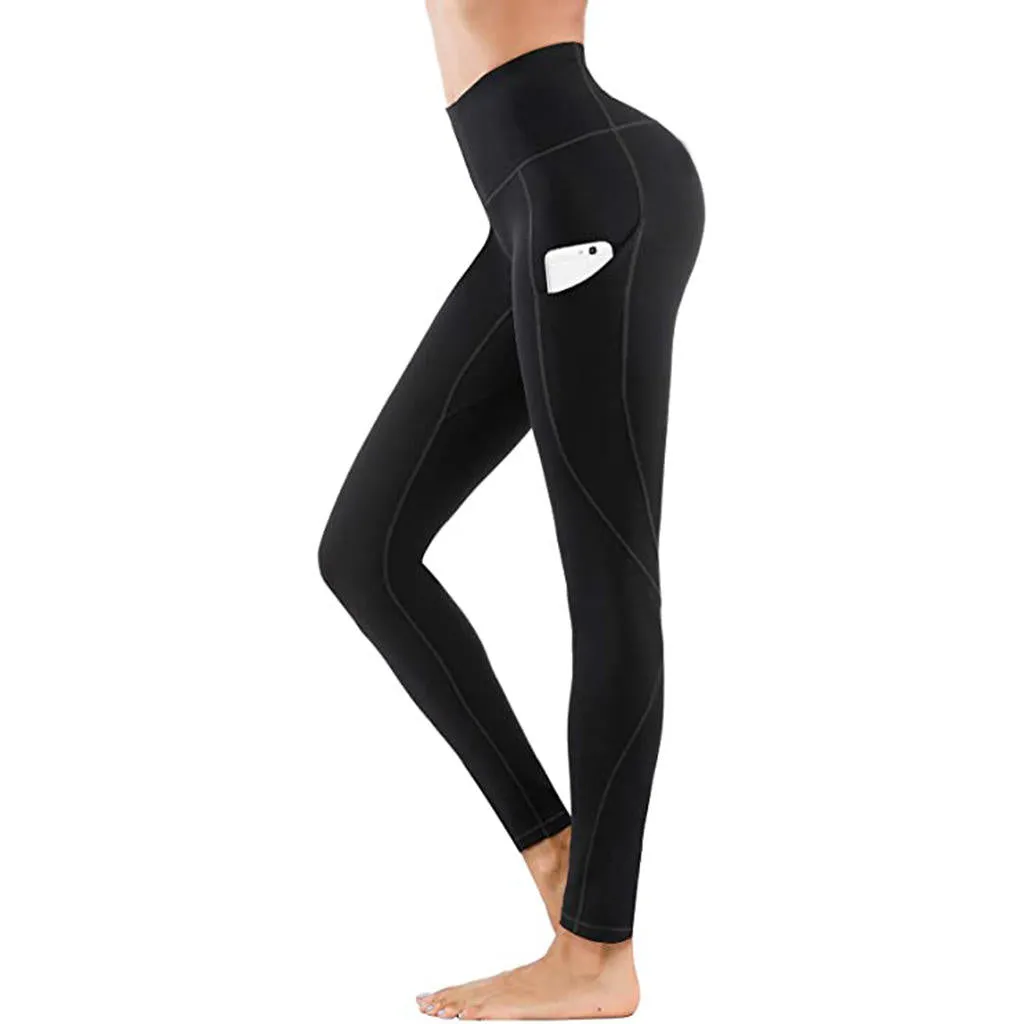 New Summer ZS-High Waist Yoga Capri Seamless Tummy Control Running- Training- Workout pants-side-Pockets