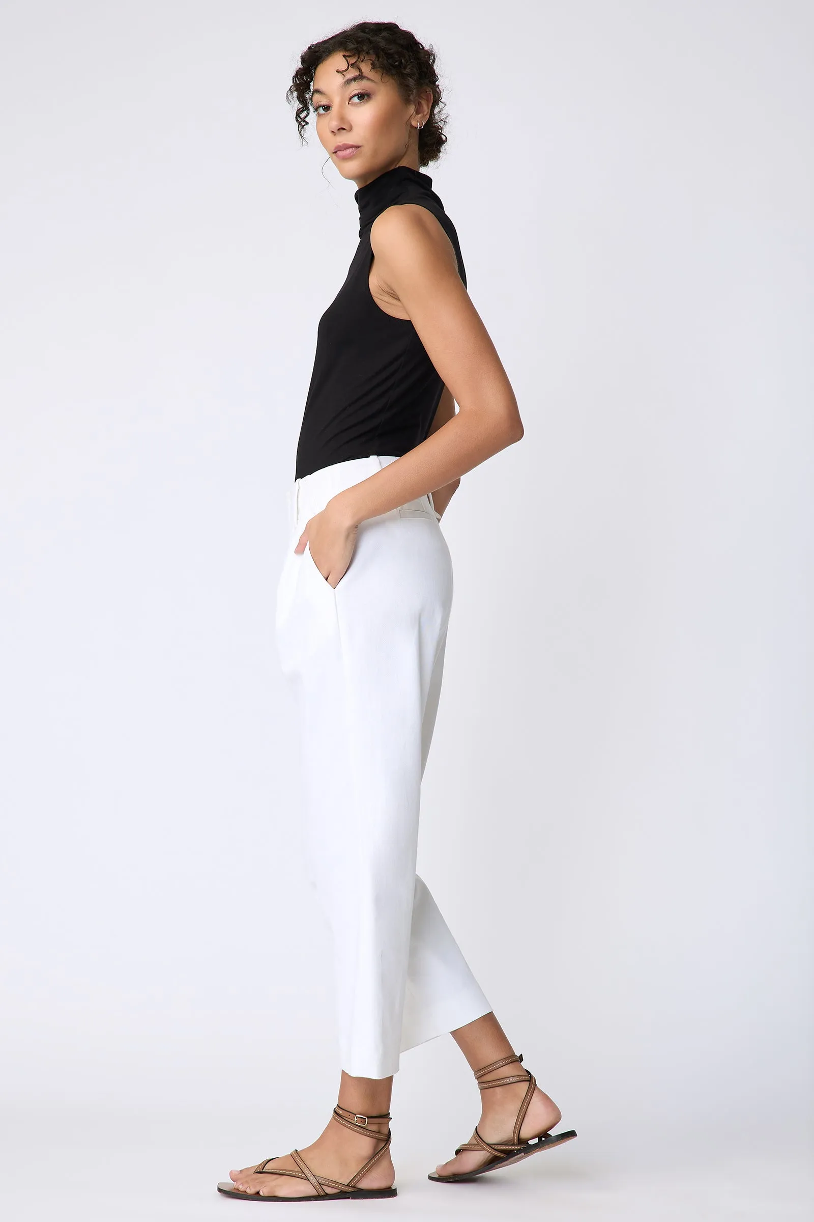 Nolan Crop Pant - Ecru Twill