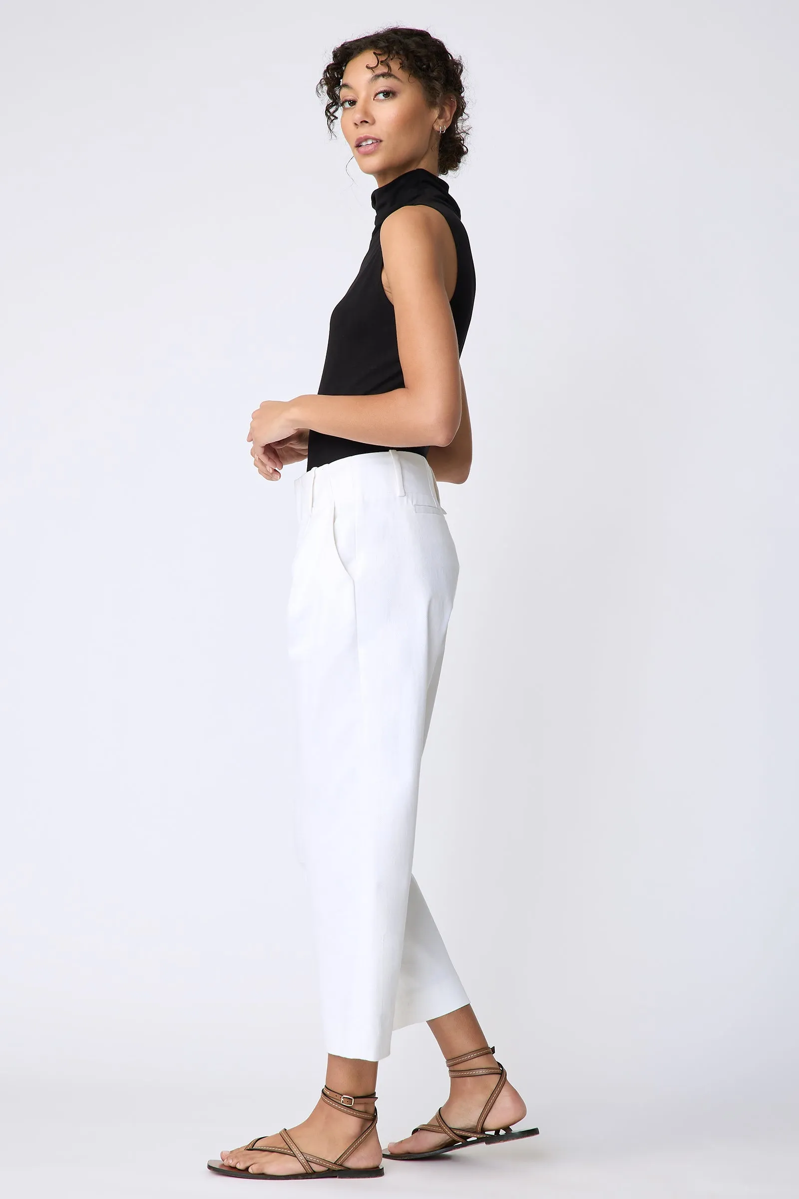 Nolan Crop Pant - Ecru Twill