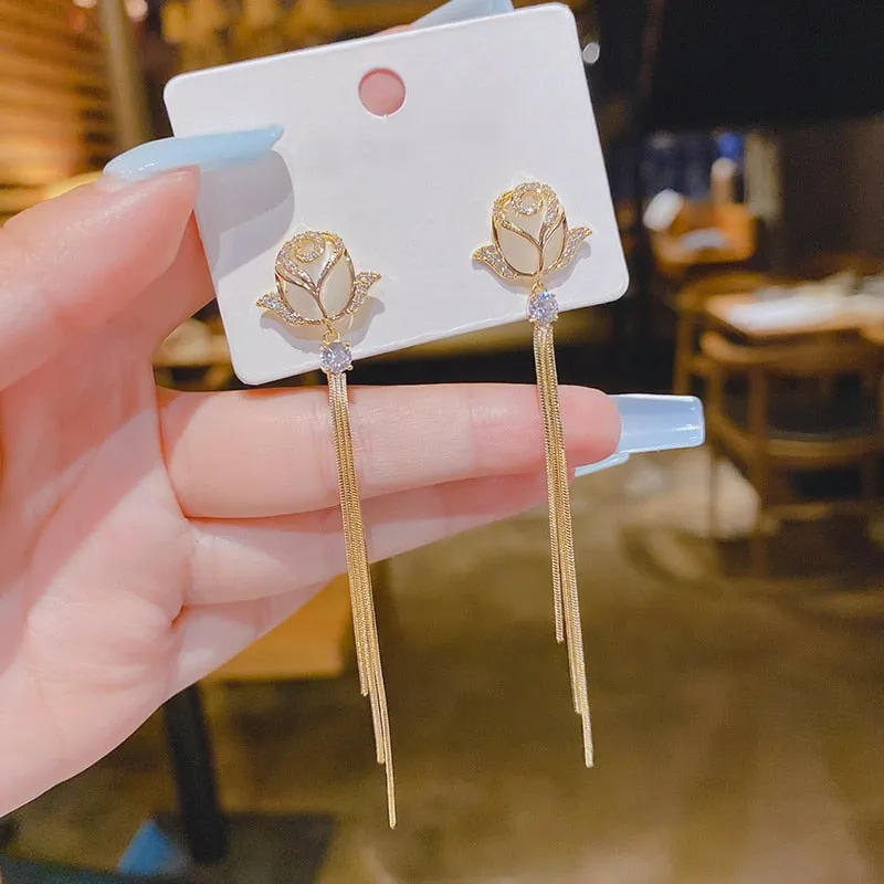 Oversized Owl Drop Earrings with Pearl and Zircon Embellishments