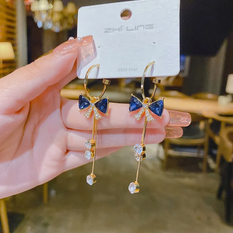Oversized Owl Drop Earrings with Pearl and Zircon Embellishments