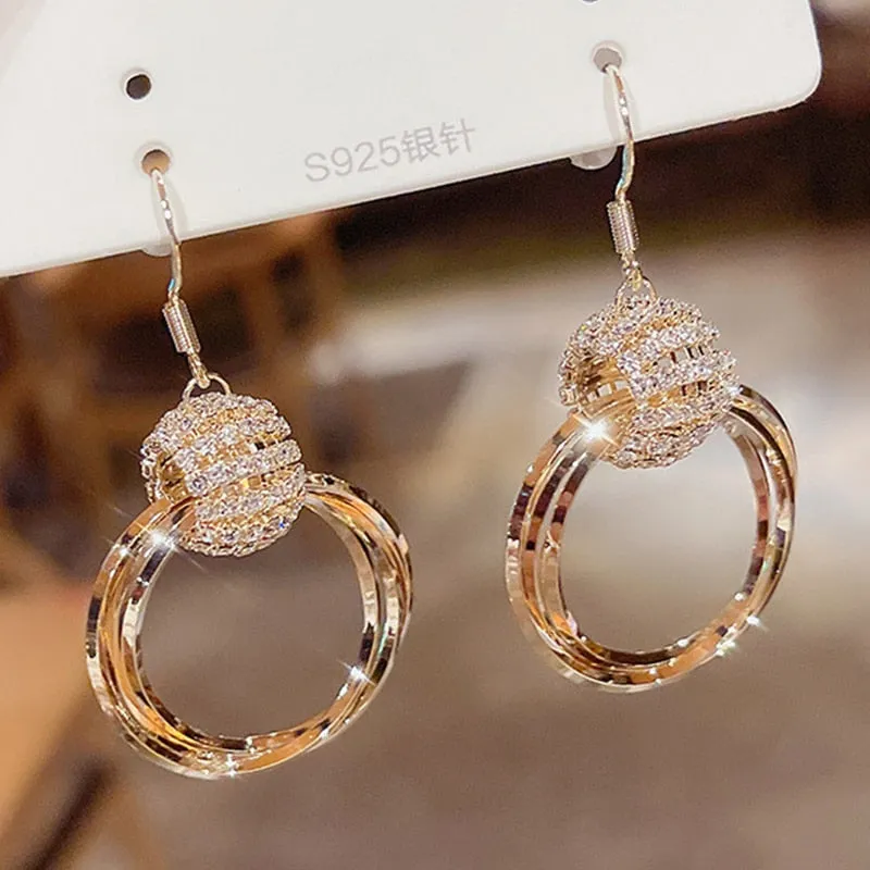 Oversized Owl Drop Earrings with Pearl and Zircon Embellishments