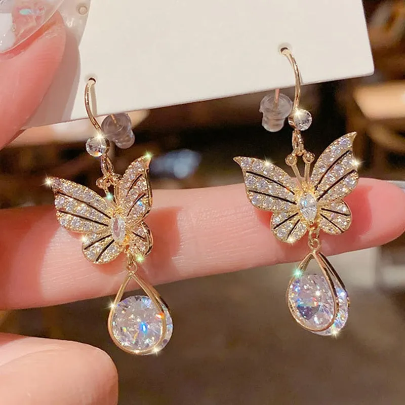 Oversized Owl Drop Earrings with Pearl and Zircon Embellishments