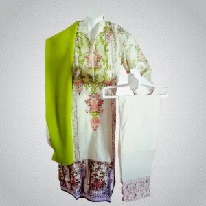Pakistani Indian Women 3 Pieces Embroidered Cotton Lawn Dress