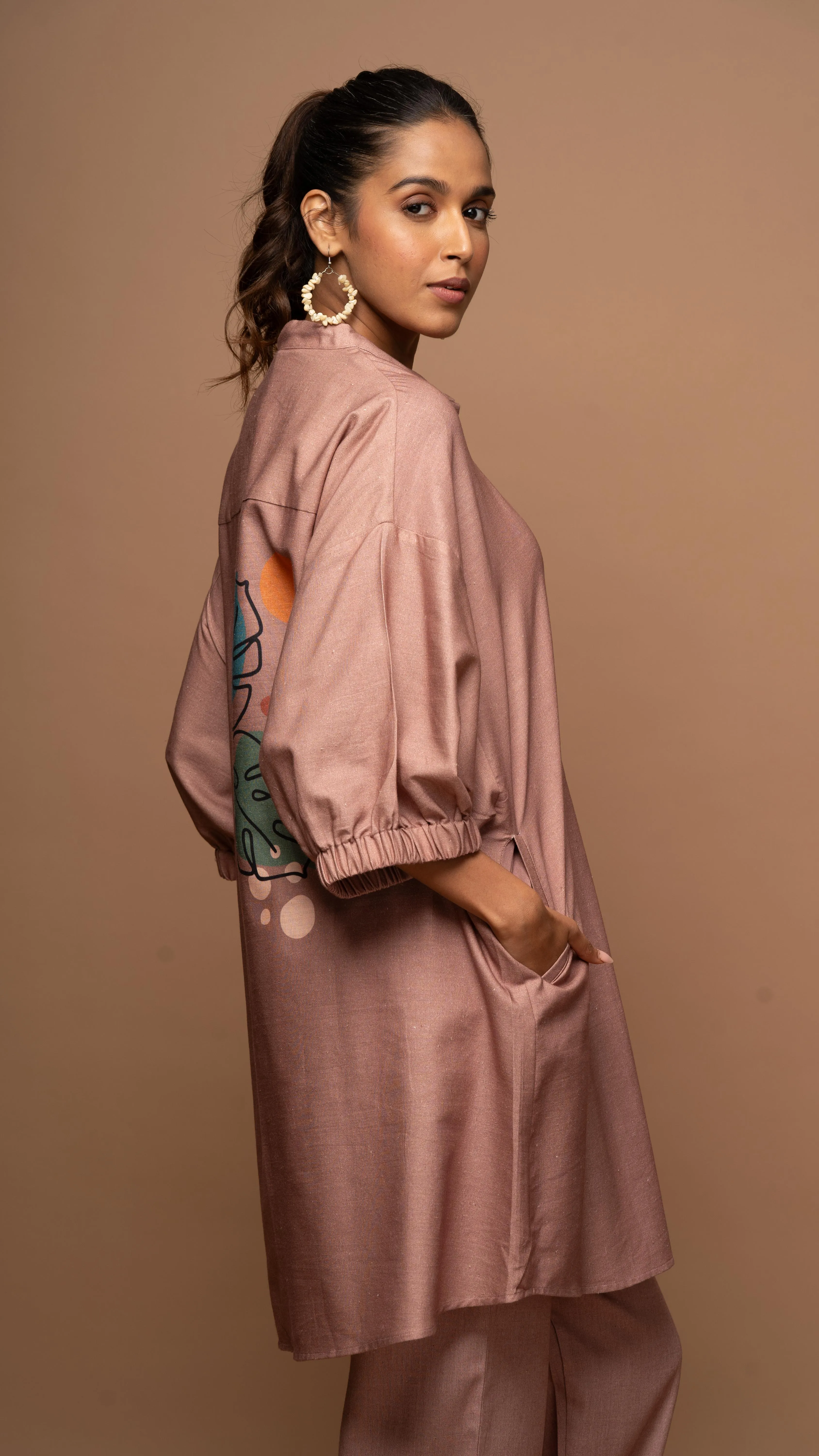 Pale Mauve Leafy Loft: Co-ord Pants Set