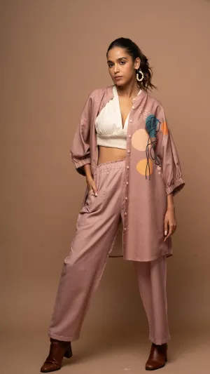 Pale Mauve Leafy Loft: Co-ord Pants Set
