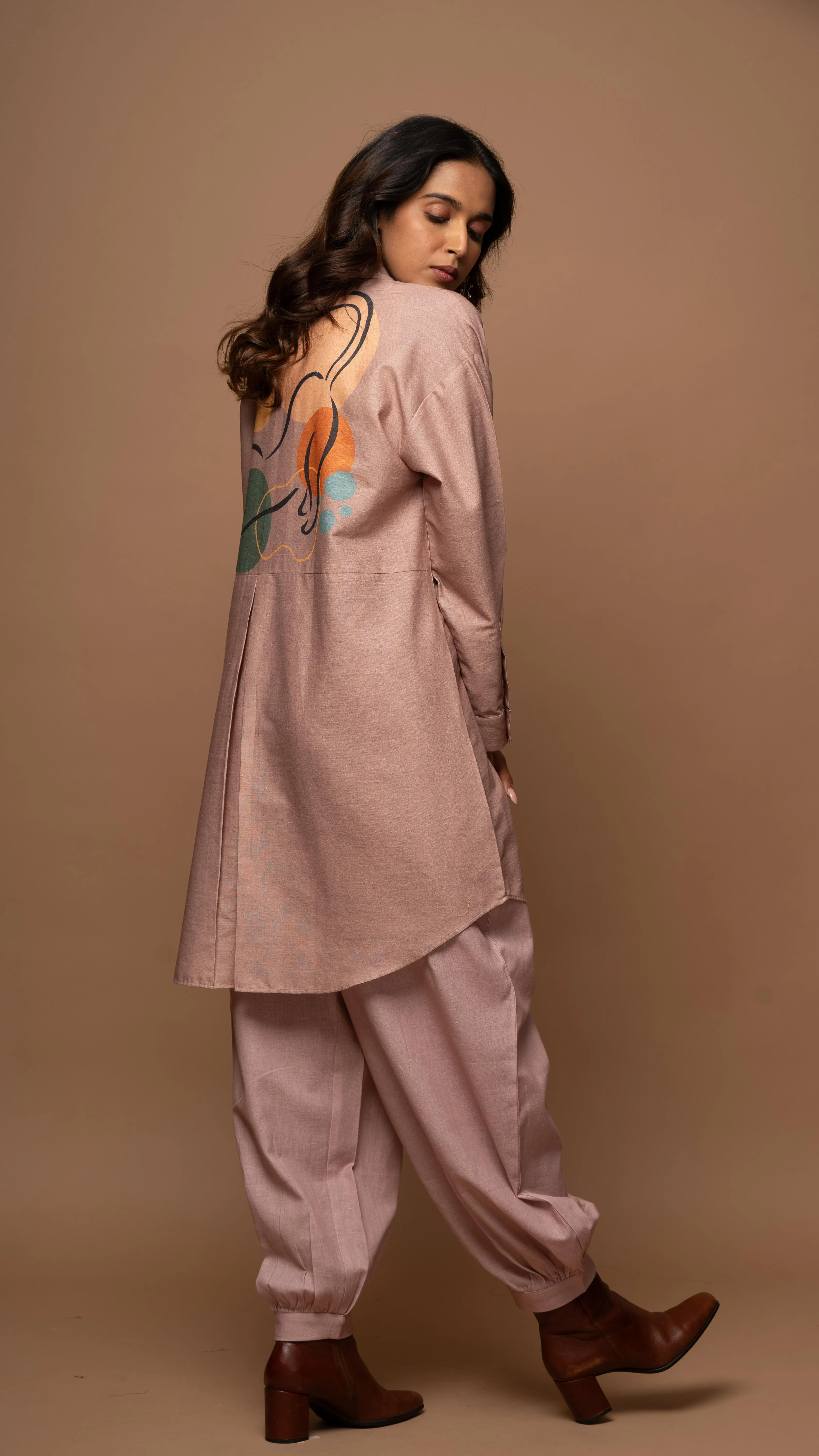 Pale Mauve Zooming Kitty: Co-ord Pants Set