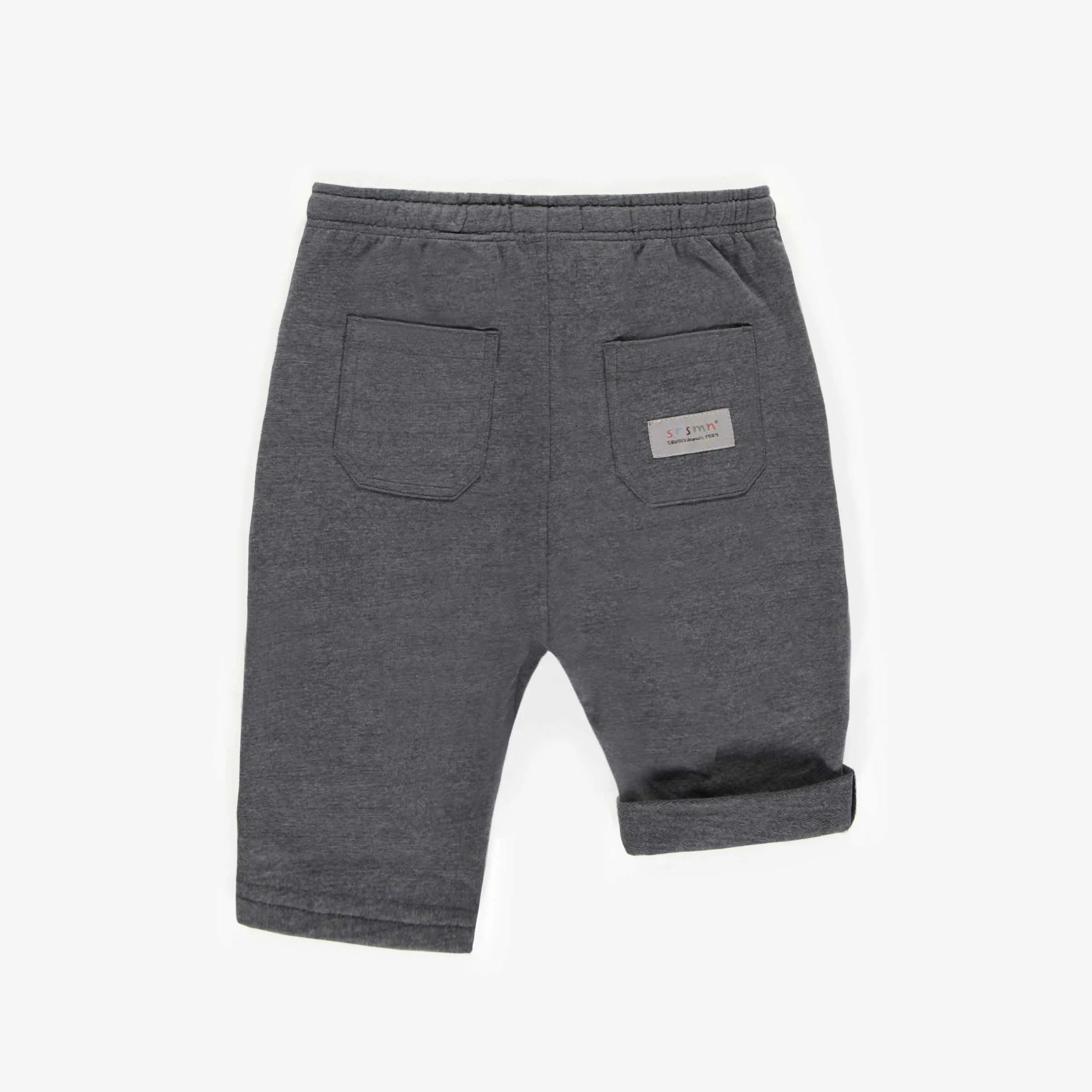 Pantalon décontracté charcoal en coton français recyclé, bébé || Charcoal casual pants in recycled French terry, baby