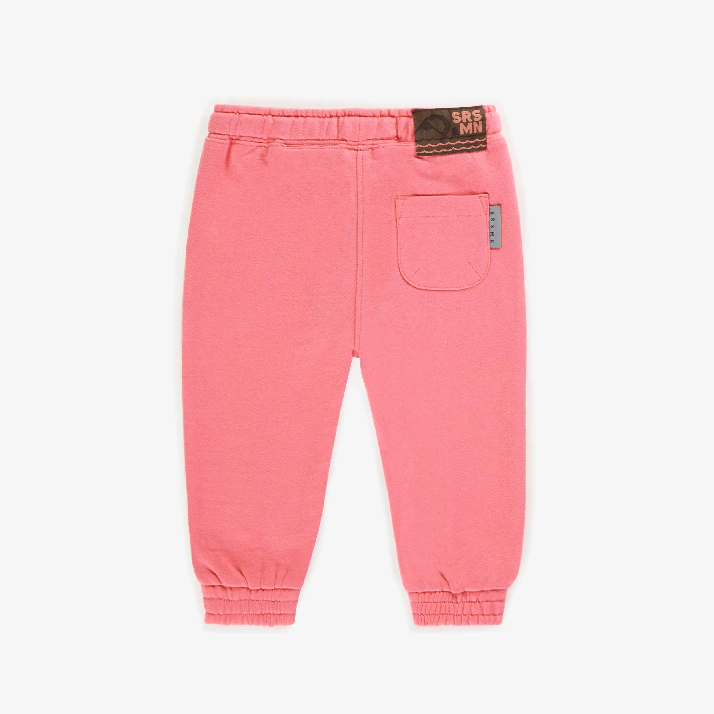 Pantalon rose de coupe décontracté en doux coton français, bébé ||Pink relaxed fit pants in soft french terry, baby