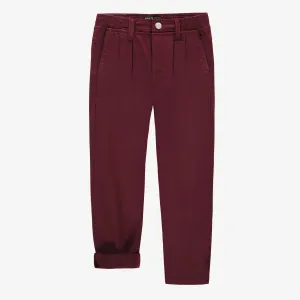 Pantalon rouge coupe ajustée en sergé brossé, enfant || Red pants of slim fit in brushed twill, child