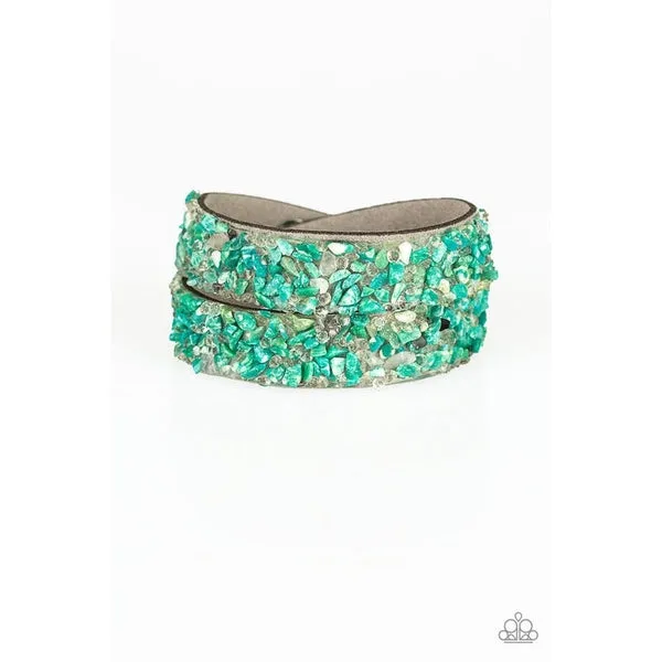 Paparazzi "Crush to Conclusions Green" Crushed Rock Bracelet