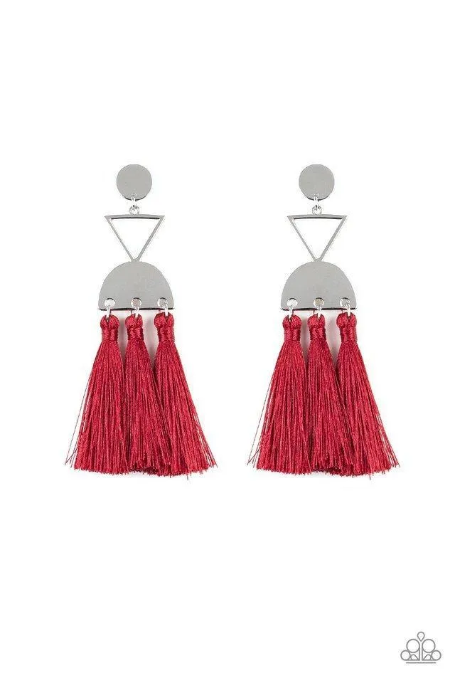 Paparazzi Tassel Trippin' Earrings Red