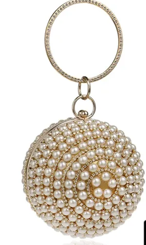 Pearla Crystal- Round Shape Rhinestone Evening Wristlet Clutch (Ships in 3 business days)