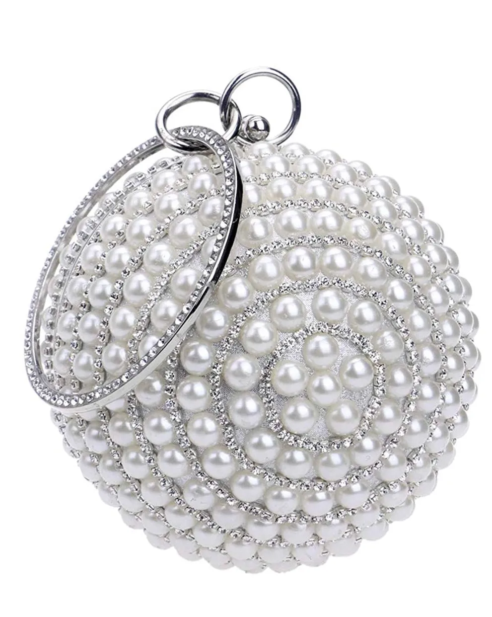 Pearla Crystal- Round Shape Rhinestone Evening Wristlet Clutch (Ships in 3 business days)