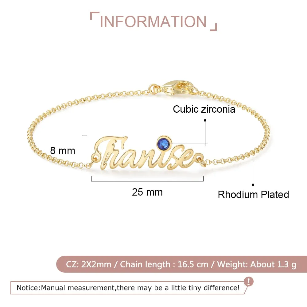 Personalized Nameplate Bracelets with Birthstone Custom Made Any Name Bracelets for Women Girls Unique Gifts for Lovers