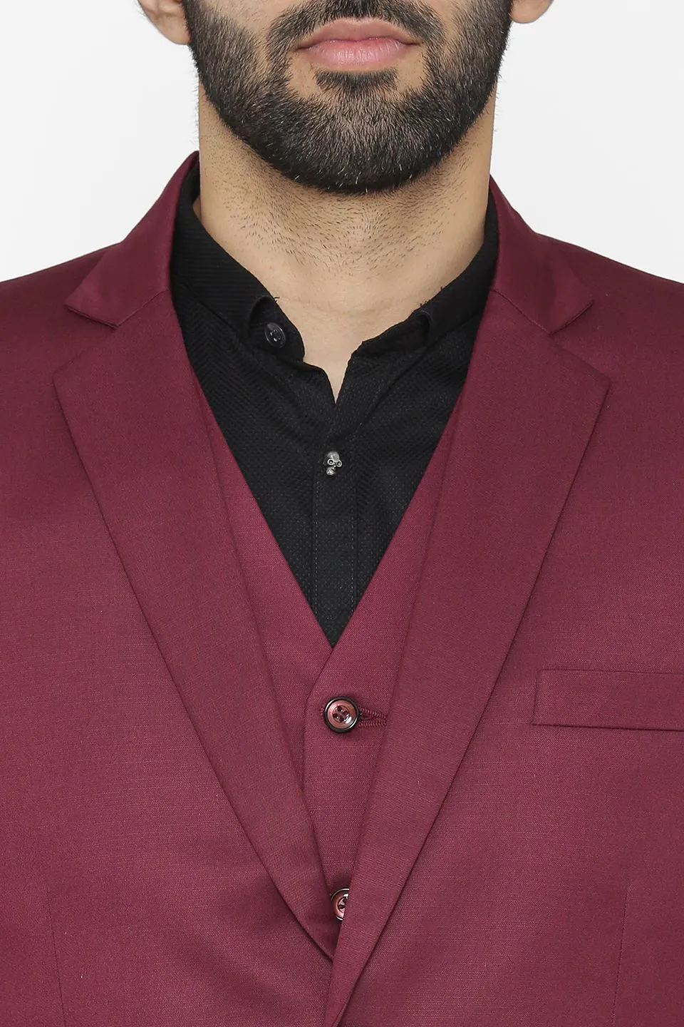 Polyester Cotton Purple Three Piece Suit