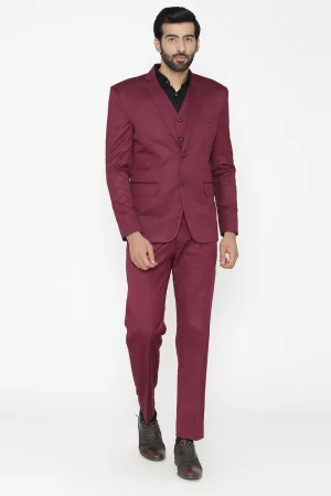 Polyester Cotton Purple Three Piece Suit