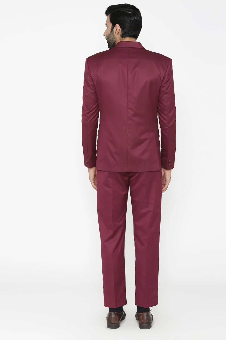 Polyester Cotton Purple Three Piece Suit
