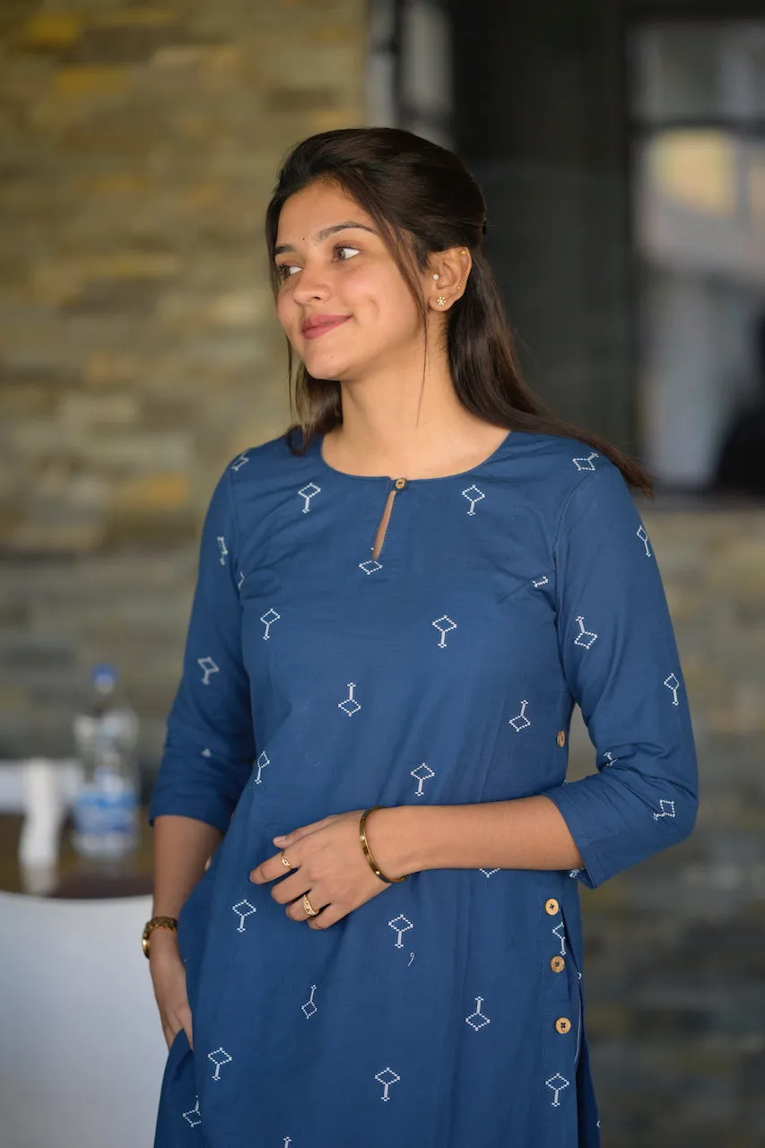 Pranjal Navy Blue Kurta Set
