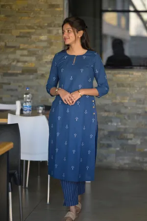 Pranjal Navy Blue Kurta Set