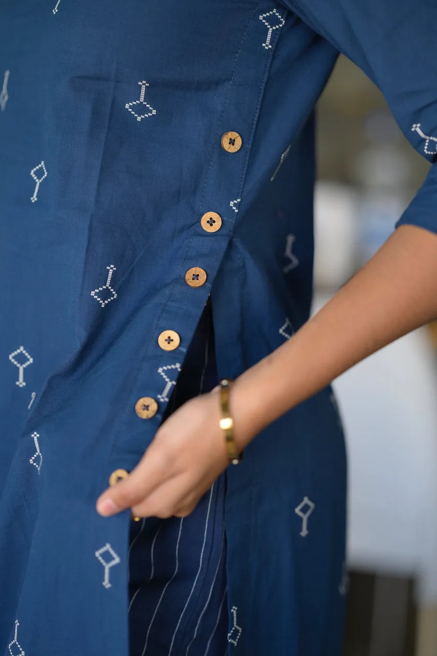 Pranjal Navy Blue Kurta Set