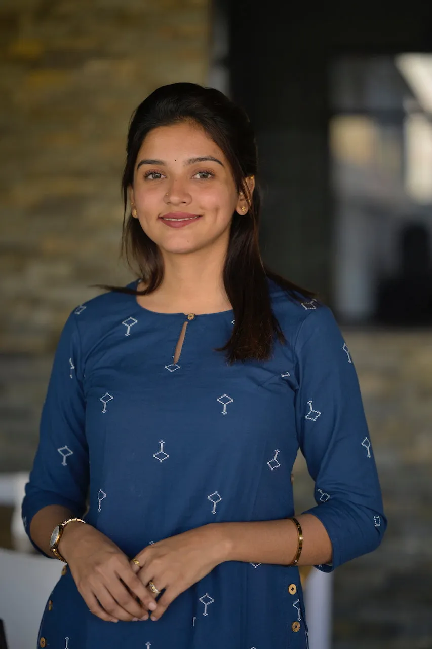 Pranjal Navy Blue Kurta Set