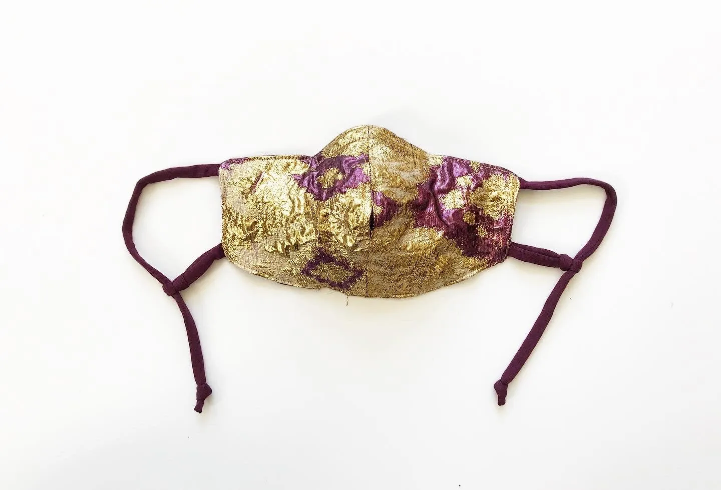 Purple and Gold Metallic Diamond Face Mask with Straw Hole