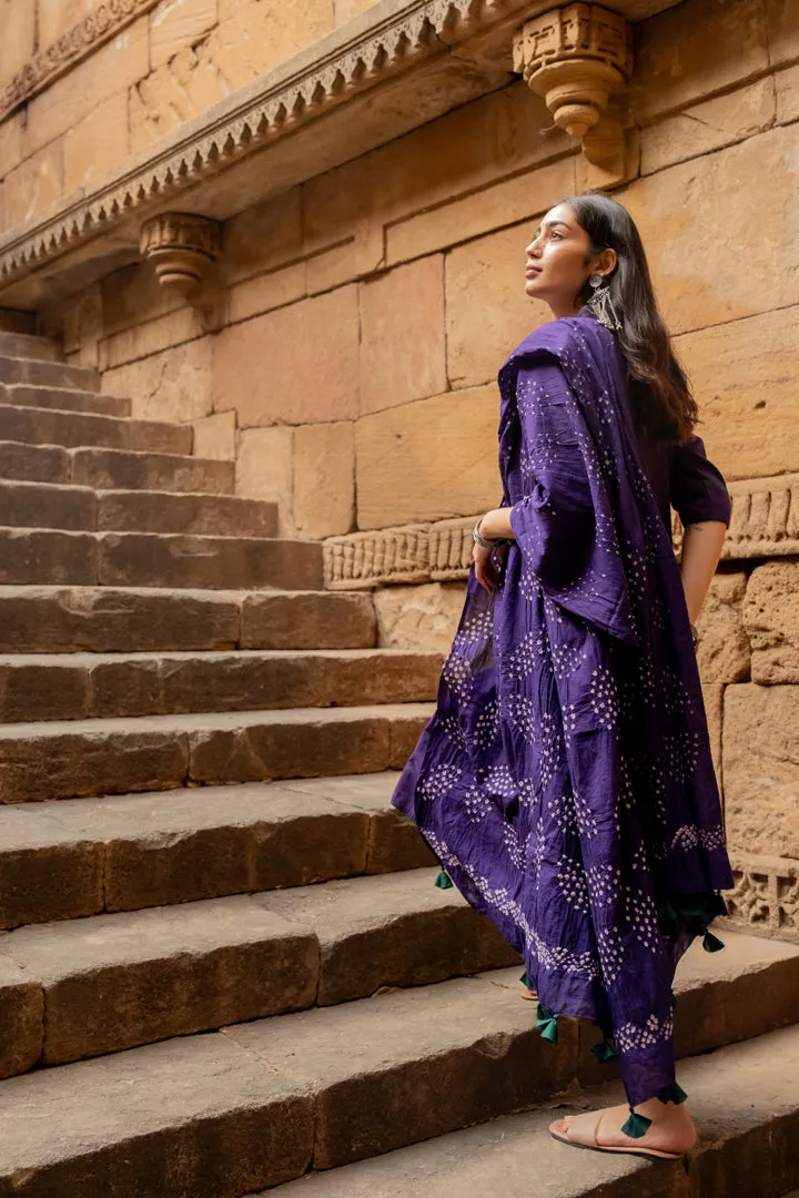 Purple grape kurta set with dupatta