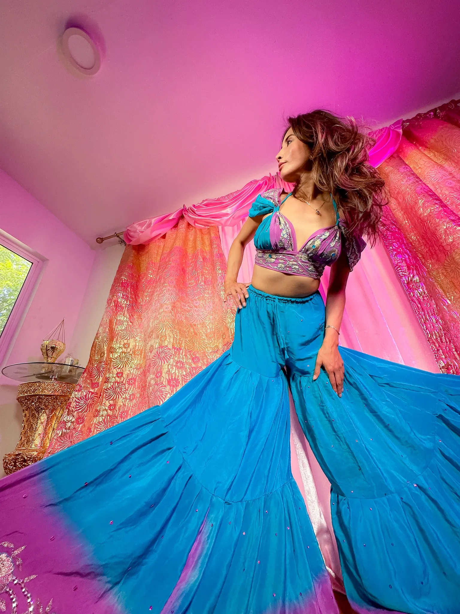 Purple Oceana Sharara Pants Set