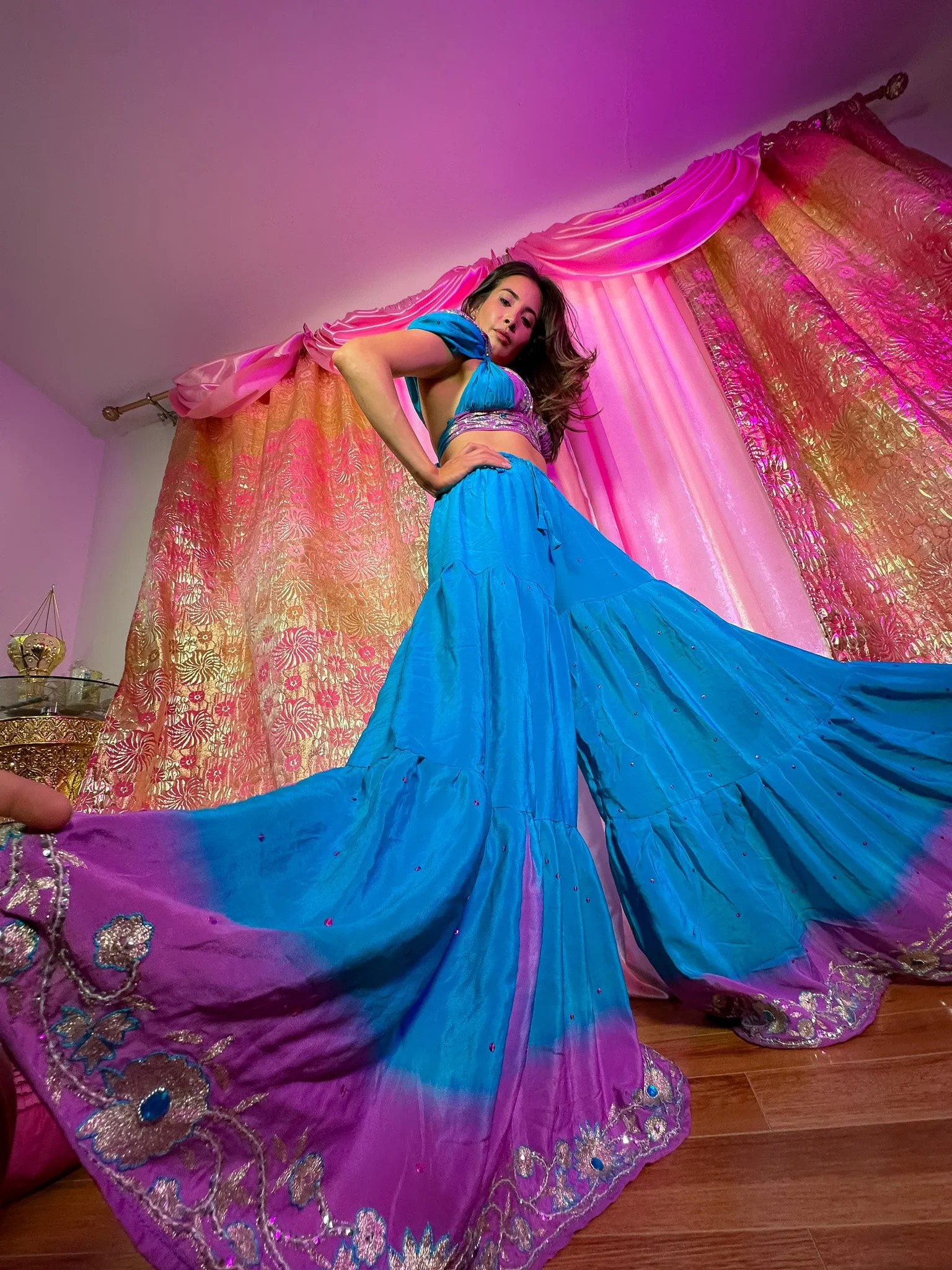 Purple Oceana Sharara Pants Set