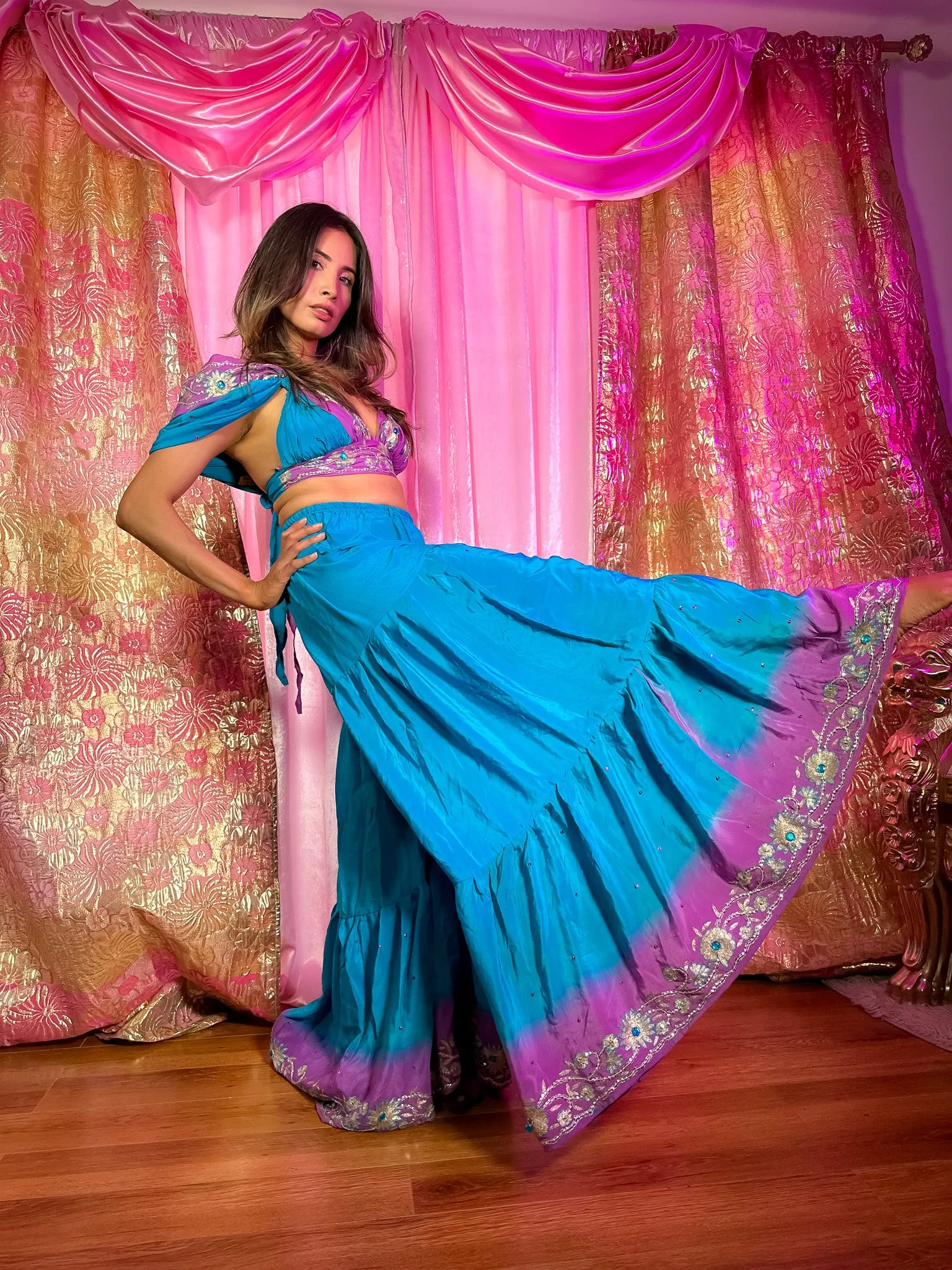 Purple Oceana Sharara Pants Set
