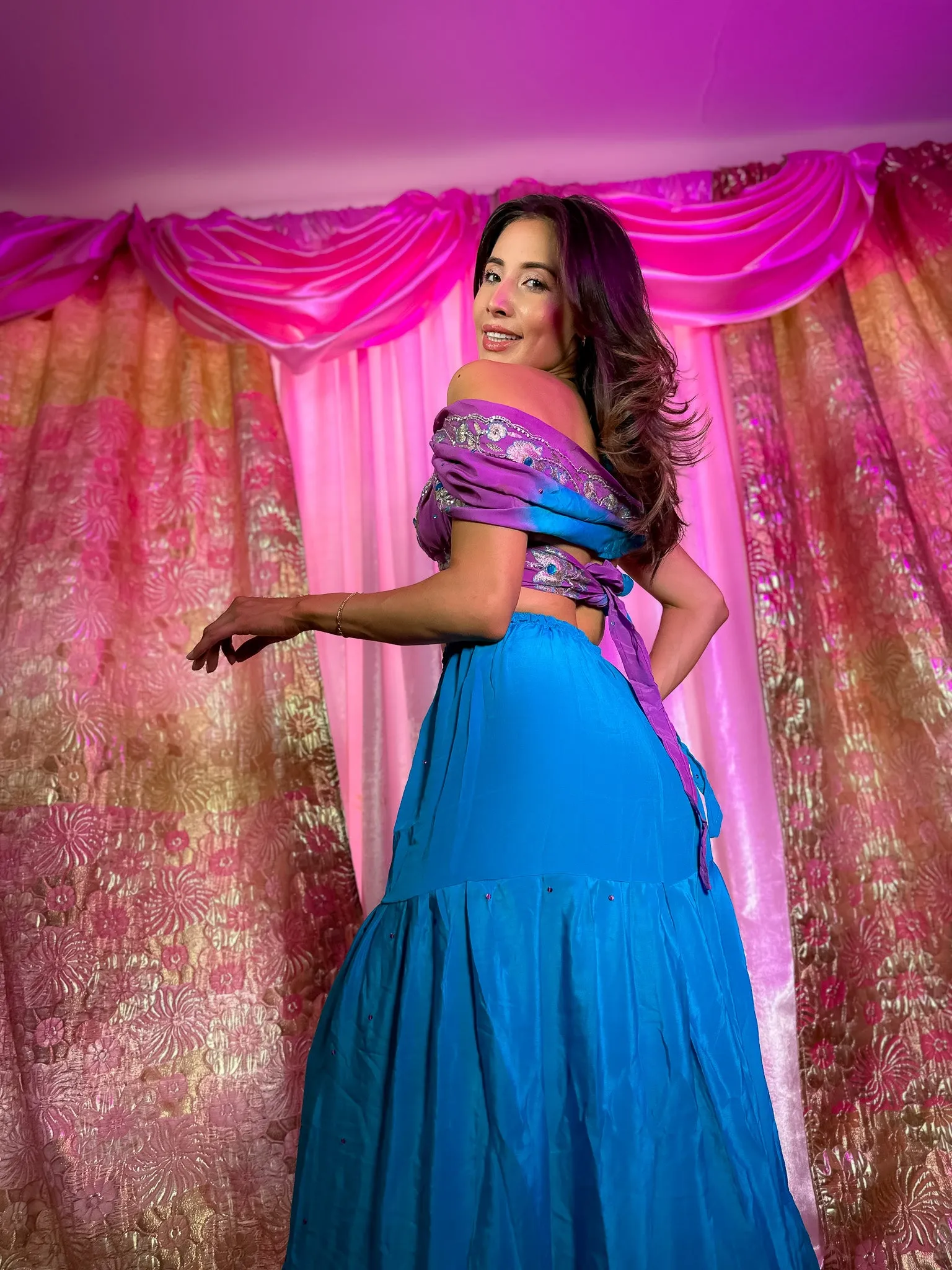 Purple Oceana Sharara Pants Set