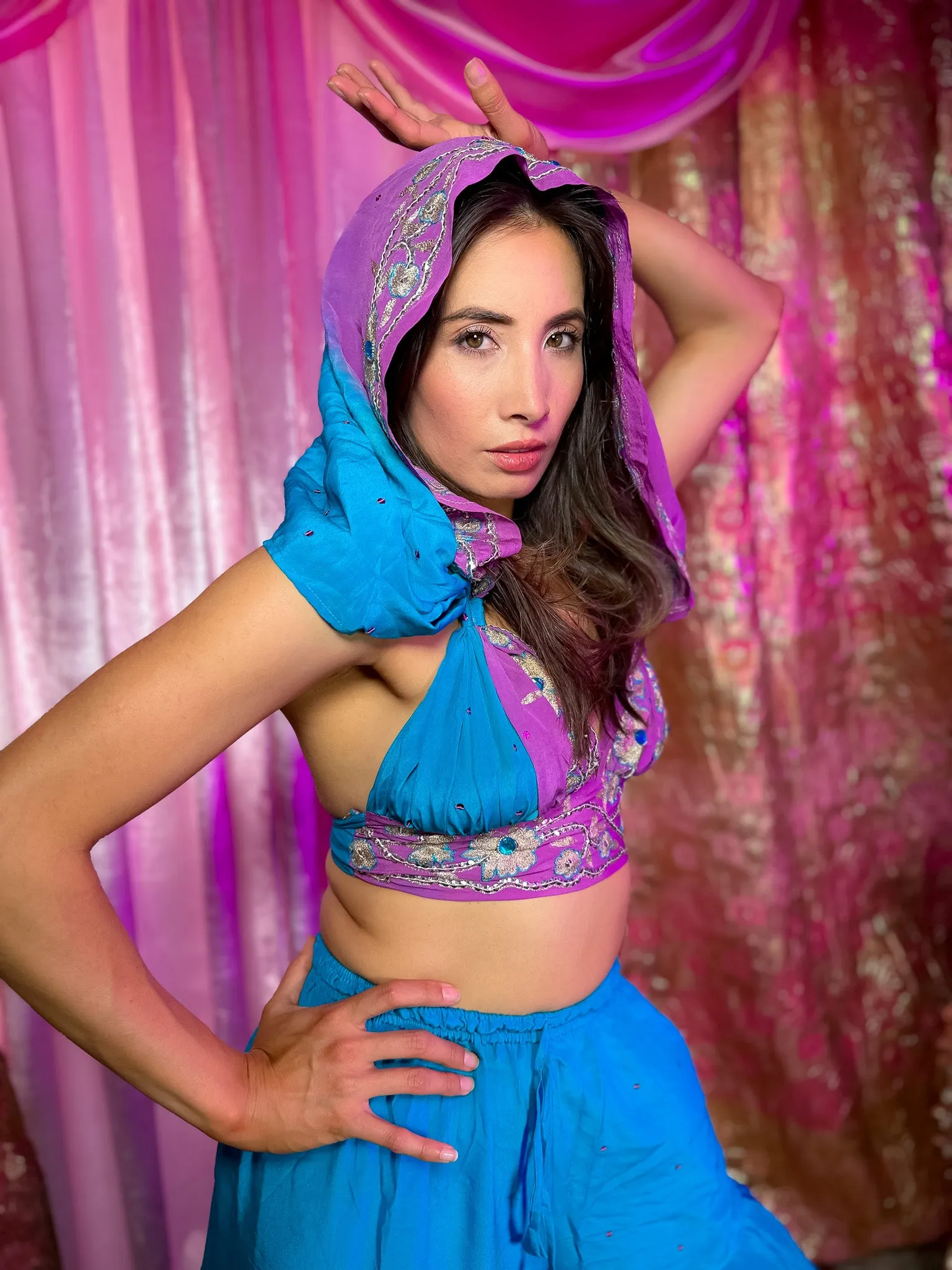 Purple Oceana Sharara Pants Set
