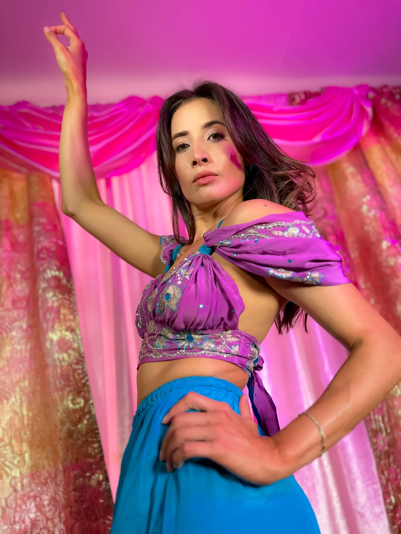 Purple Oceana Sharara Pants Set