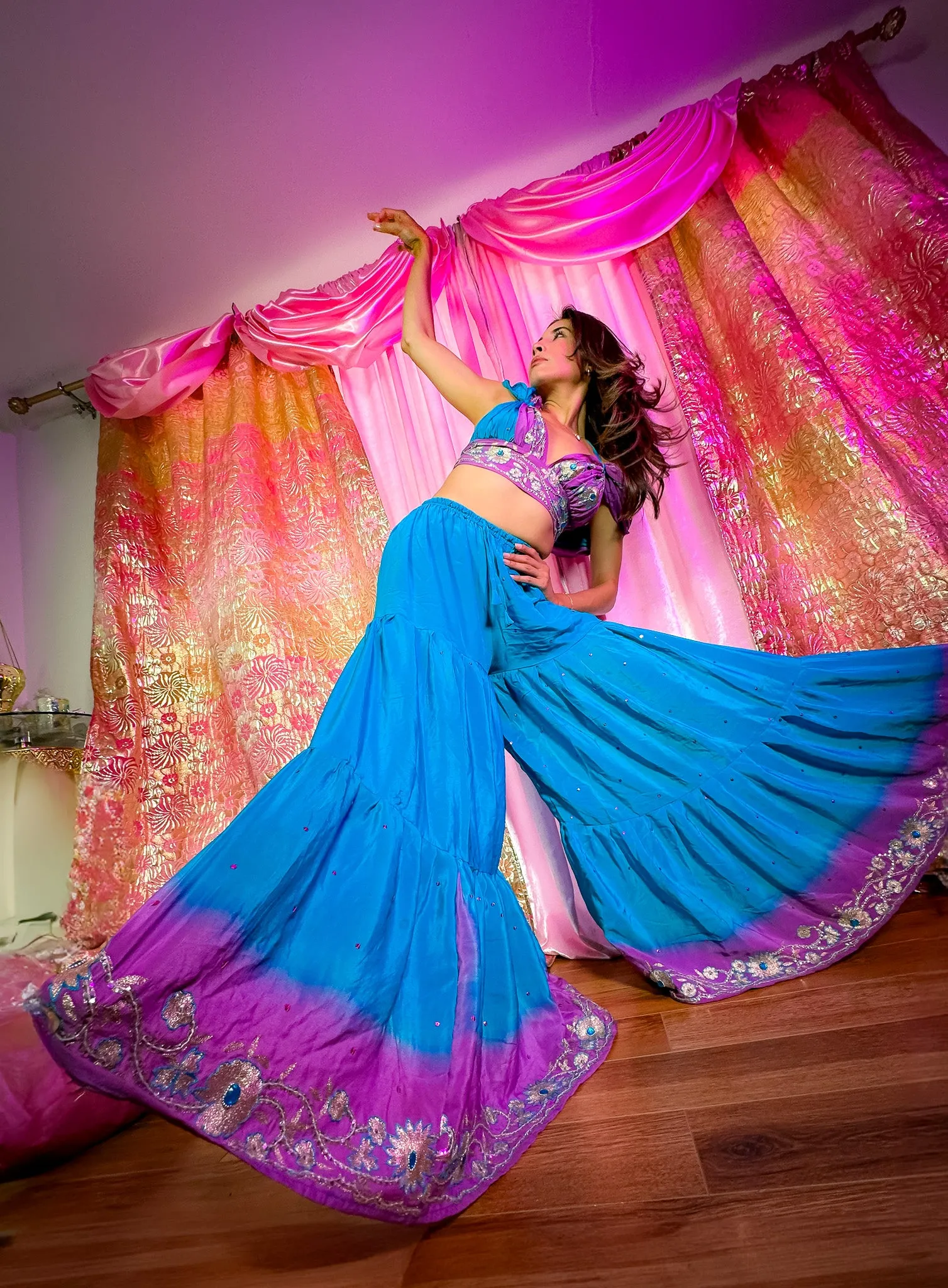 Purple Oceana Sharara Pants Set
