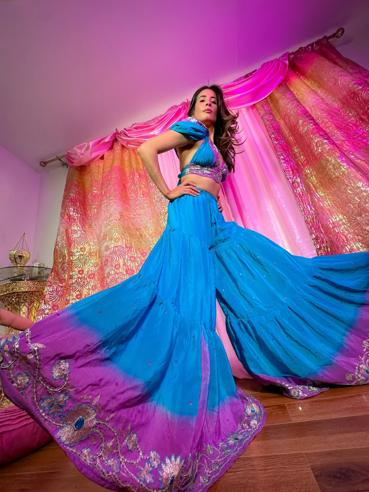 Purple Oceana Sharara Pants Set