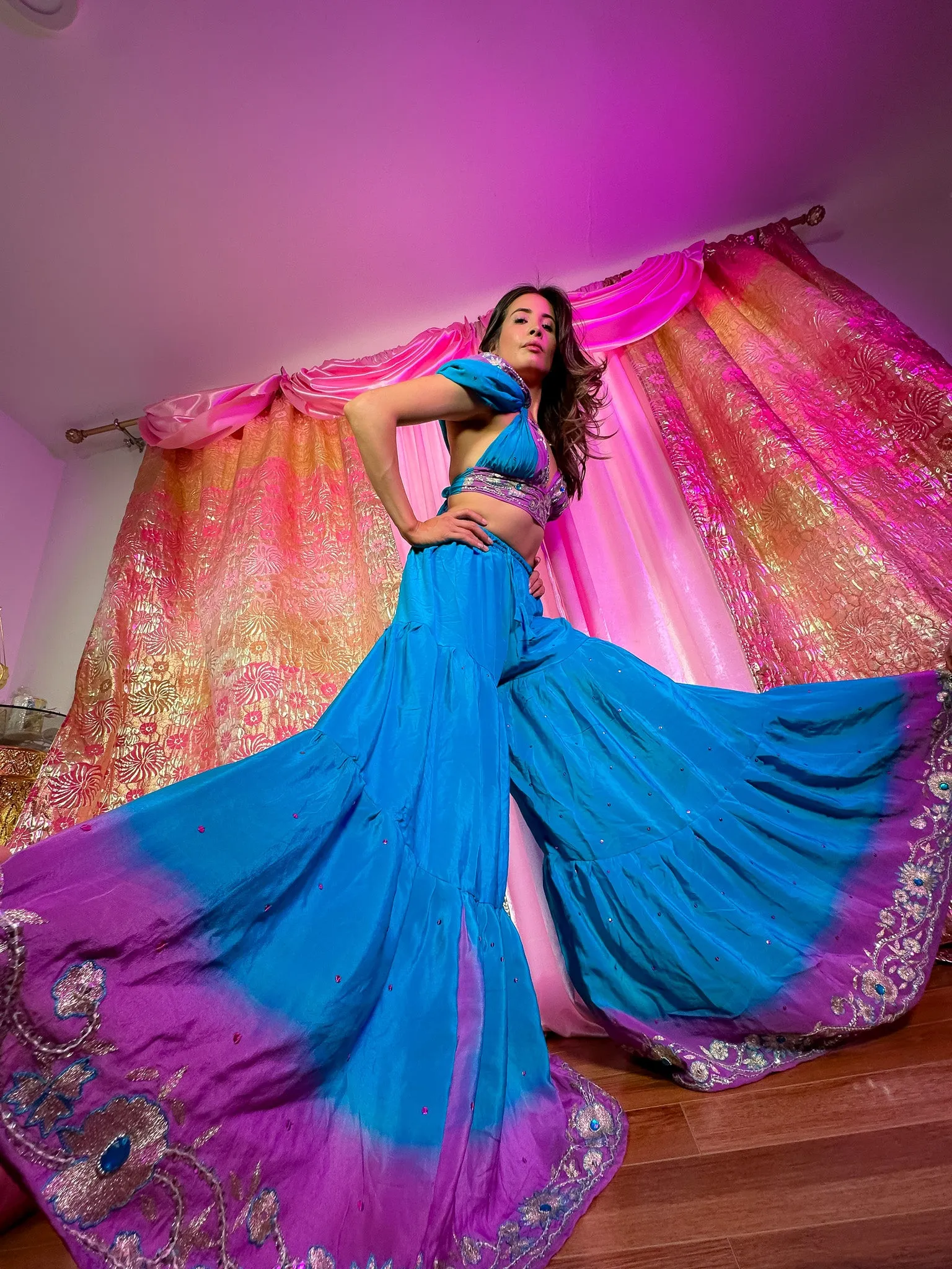 Purple Oceana Sharara Pants Set