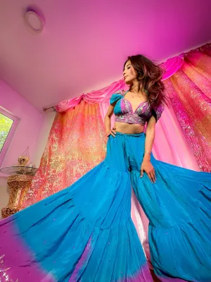 Purple Oceana Sharara Pants Set