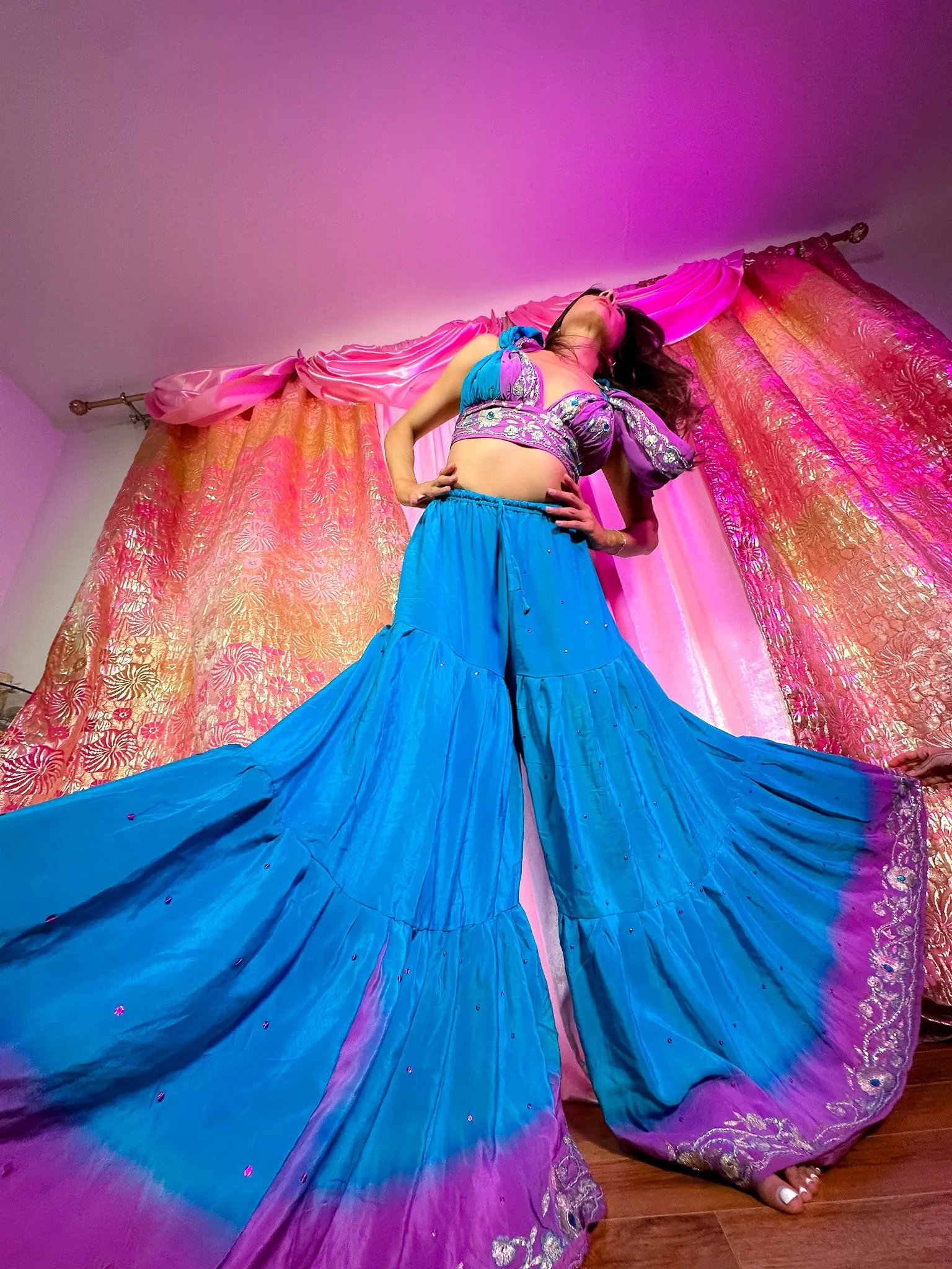 Purple Oceana Sharara Pants Set