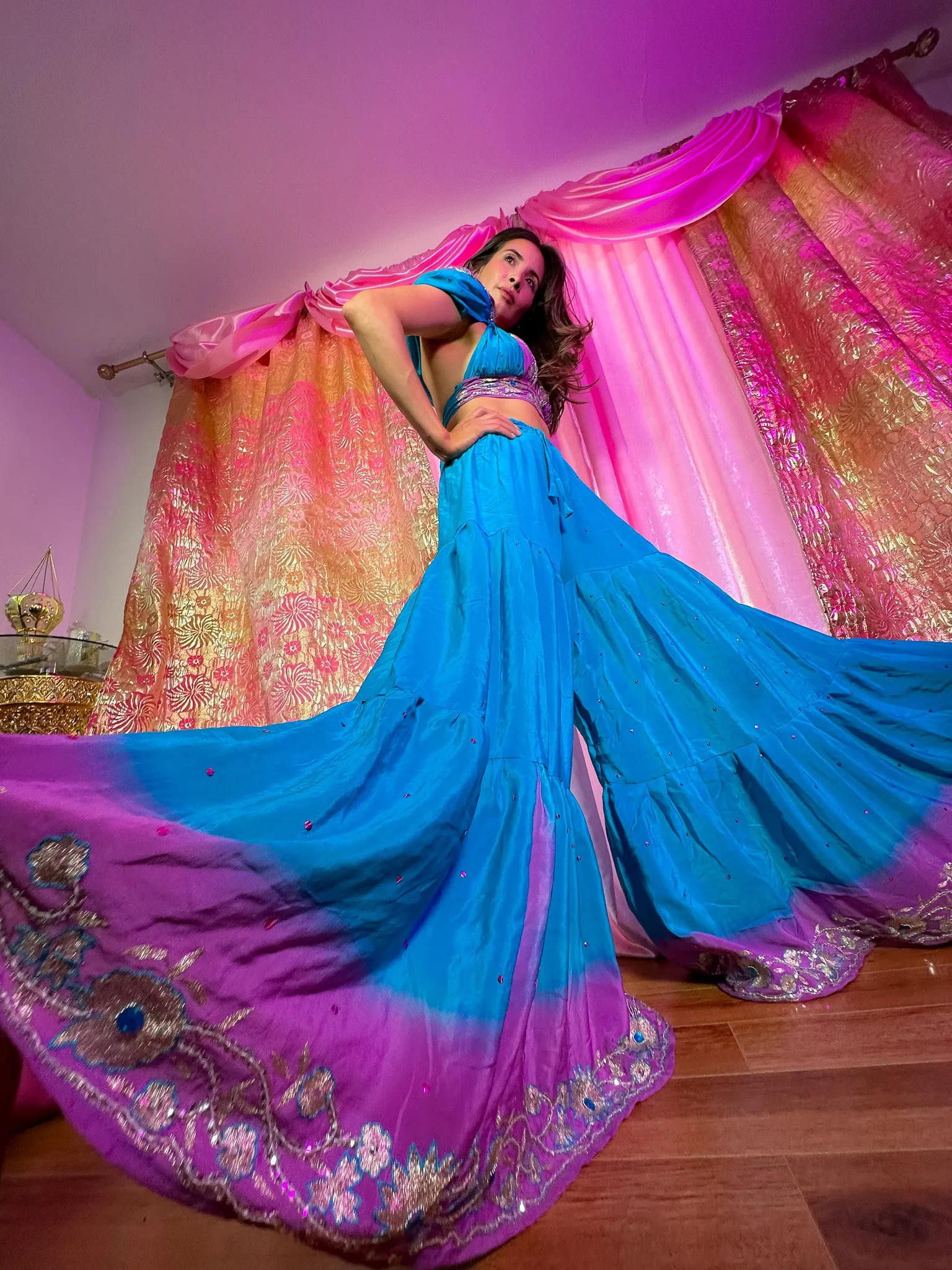 Purple Oceana Sharara Pants Set