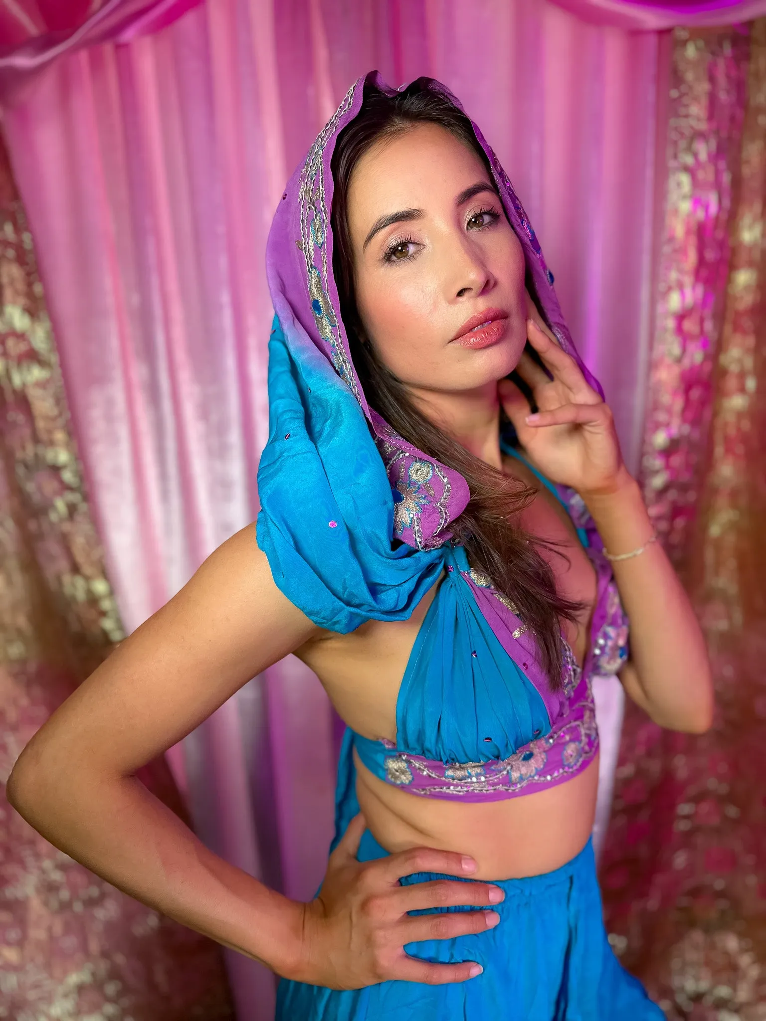 Purple Oceana Sharara Pants Set